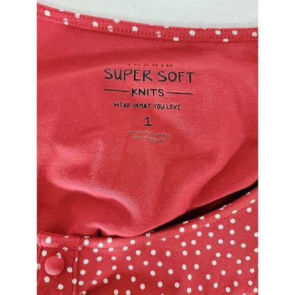 Torrid Women’s Plus 1X Red Polka Dot Super Soft Fit & Flare Top NWT - Picture 7 of 7